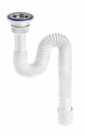 сифон д/умывальника гофрированный VIR МИНИ Элит 1.1/4"х40/50 с нерж.чашкой д.63мм, 800мм арт.6352