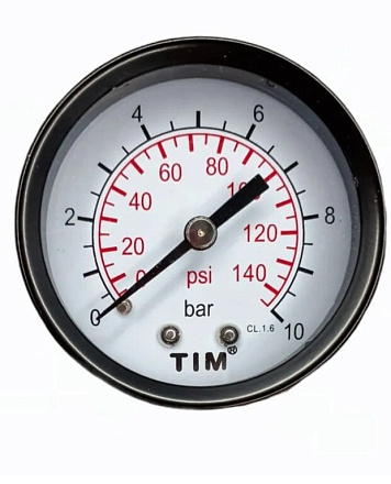Манометр аксиальный 10 бар (тыл) TIM