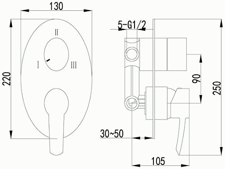 смеситель ванна/душ LEMARK Atlantiss встраиваемый LM3228C