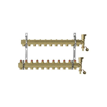 Группа коллекторная латунь 1" ВР/ВР 11 вых 3/4" НР под евроконус FHF-set Danfoss 088U0711