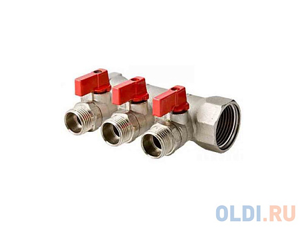 580n Коллектор VALTEC 3/4" х 1/2" нар.с отсекающими кранами 3 вых.