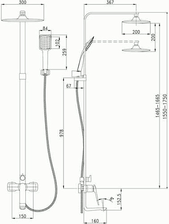 душевая система LEMARK Allegro Тропический дождь, хром/белый LM5962CW