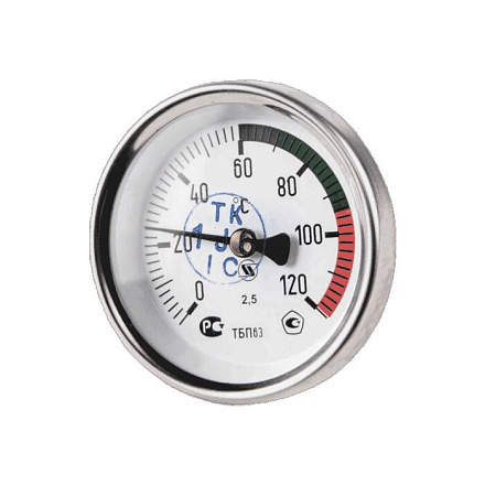 Термометр биметалл ТБП-Т 120С Дк63 L=100 G1/2" осев ЗТП Минск