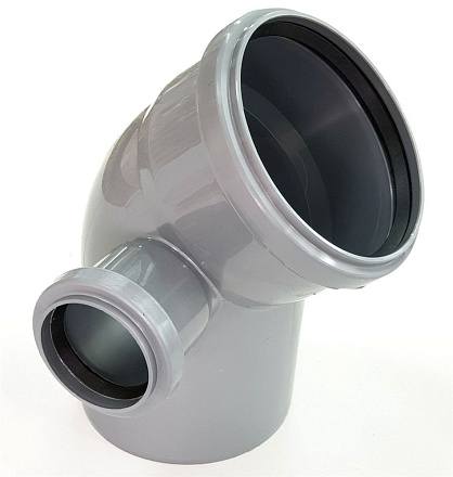 КОЛЕНО D=110 х45° с отводом 50 левое ПП Pro Aqua