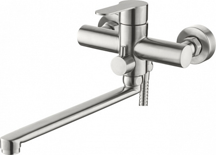 смеситель ванна LEDEME картридж 35мм, дивертор в корпусе, нерж. L72203