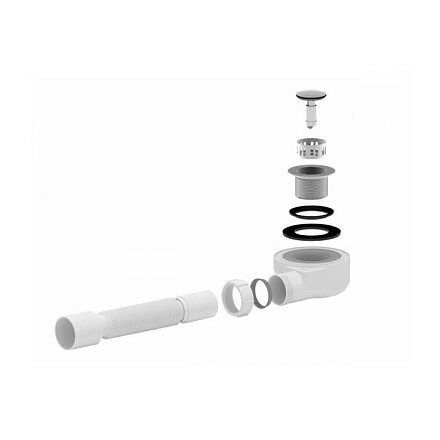 Сифон д/поддона h=55мм 1 1/2"x50 гофр 40х50 клик-клак АНИ Пласт E455CLS