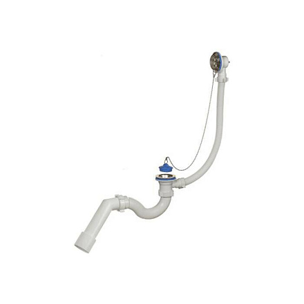 Слив-перелив для ванны трубный с пробкой на цепочке 1 1/2"x40 с переходной трубкой 45гр 40/50 выпуск