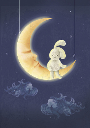 шторка д/в тканевая 180х200см "Зайка на Луне" MZ-131