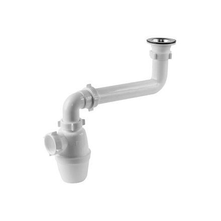 Сифон умыв/мойка бут смещ 1 1/2"x40 нерж/сет Орио К-4003