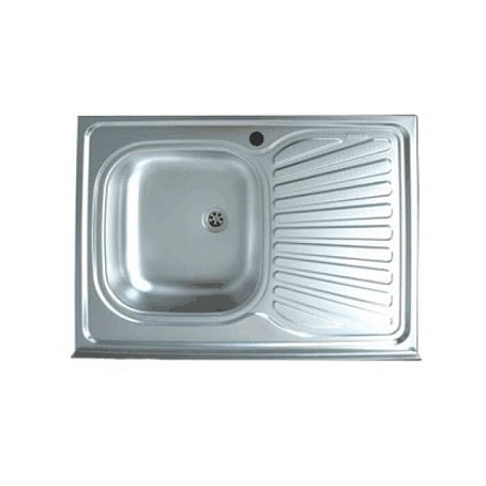 Мойка левосторонняя накладная 800х600х130мм сталь нержавеющая AISI 430 без сифона выпуск 1 1/2" TRIO