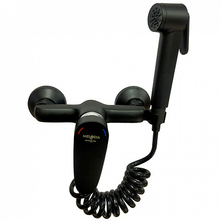 смеситель душ MELODIA Moderno/Модерн картридж д.35мм с гиг.лейкой и держ.на корпусе чёрныйMDV35151bk