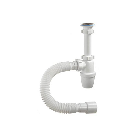 Сифон умыв бут 1 1/4"x40 гофр 40х40/50 нерж/сетка Орио А-32059