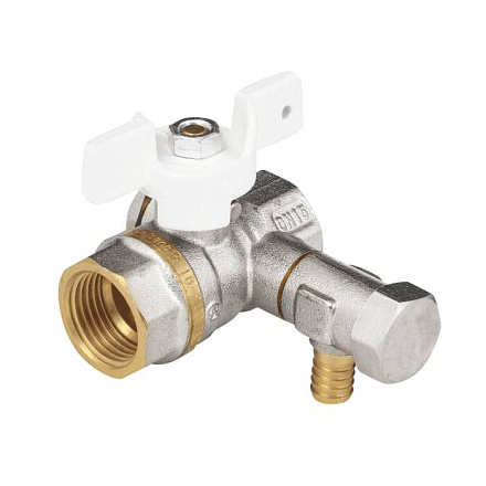 Кран шаровой латунь со спускником 1113 Standard никель Ду 15 Ру40 ВР 1/2" бабочка белая полнопроходн