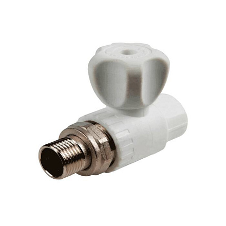 Кран шаровой PP-R бел Дн25х3/4" НР прям д/рад РосТурПласт 27861