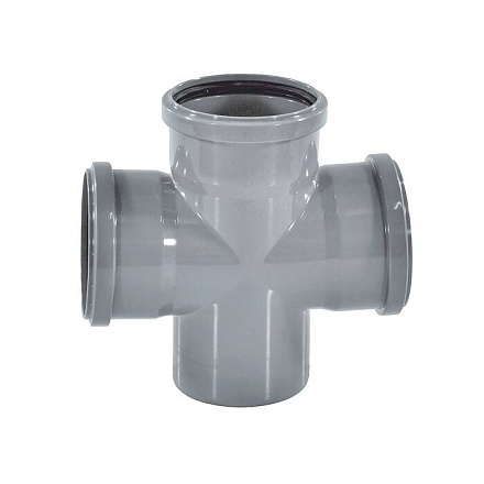 Крестовина PP-H 1-пл сер б/н Дн110х110х110х87гр в/к РосТурПласт 36473