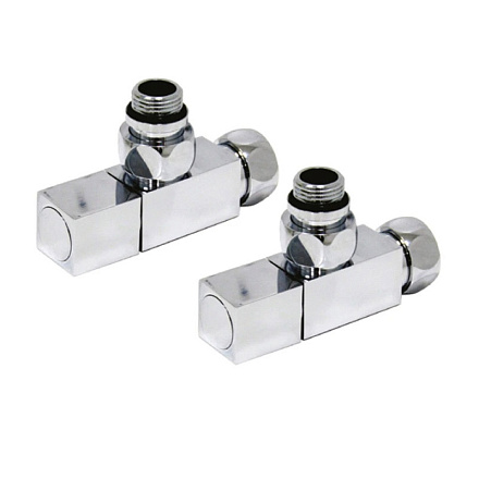 вентиль угловой квадр., для полотенцесушителя хром, 3/4"х1/2" г/ш, пара SG
