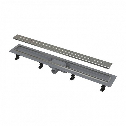 Лоток душевой с гидрозатвором+механический сухой затвор Дн 40 750х60мм с нержавеющей решеткой горизо