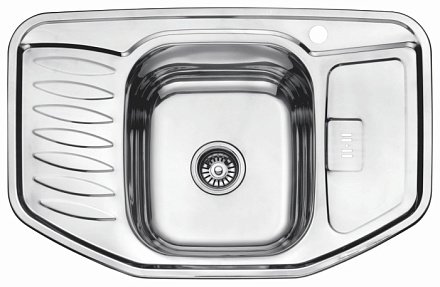 мойка нерж.врез.трапеция LEDEME 780*510*180 (0.8мм) выпуск 3 1/2" ГЛЯНЦЕВАЯ L97851