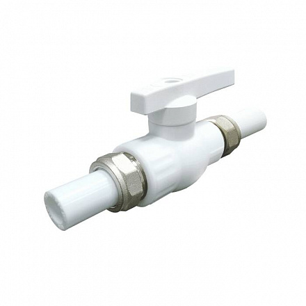 Кран шаровой PP-R бел полн Дн20 с двусторонним разъемным соединением VALFEX 20246020