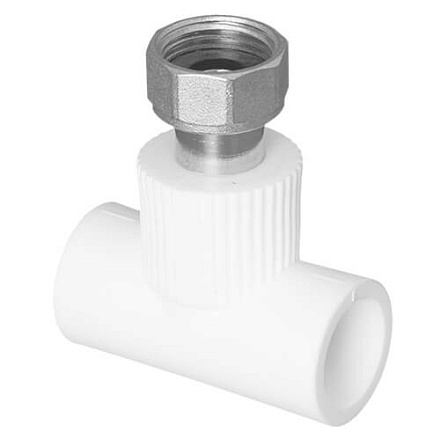 Тройник  ТЕВО с накидной гайкой 1v 25x 3/4" (метал. штуцер) (15/75)
