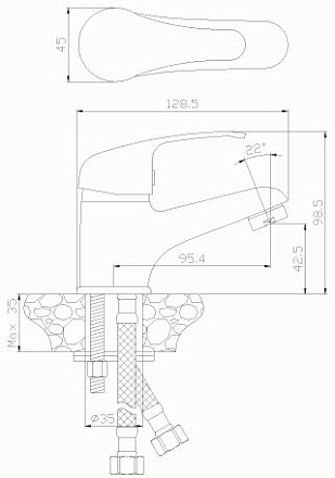 смеситель умывальник ROSSINKA картридж д.35мм монолитный Y35-11