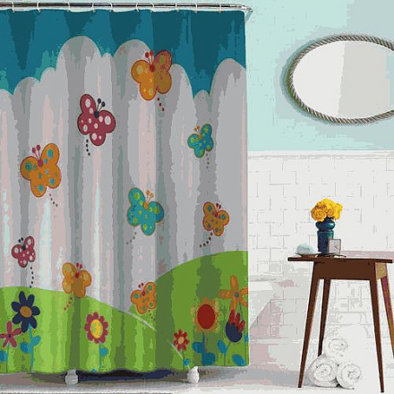 шторка д/в тканевая 180х180см "Бабочки" MZ-85