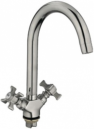 смеситель ёлочка LEDEME 1/2" литой излив керамика крест с гайкой L4311A-2