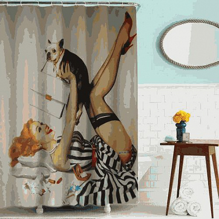 шторка д/в тканевая 180х180см "Дама с собачкой" MZ-52