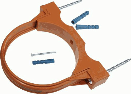 хомут пластм. с дюбелем для трубы 160-170мм с саморезом