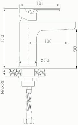 смеситель умывальник ROSSINKA  картридж 35мм , монолитный , RS33-11U