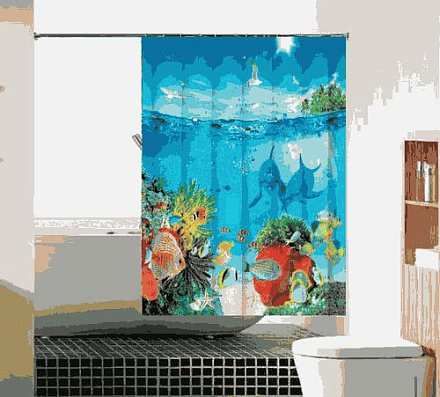 шторка д/в тканевая 180х180см "Морская братия" MZ-110