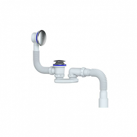 Сифон д/ванны плоск авт 1 1/2"x40 гофр 40х40/50 клик-клак Unicorn S122E