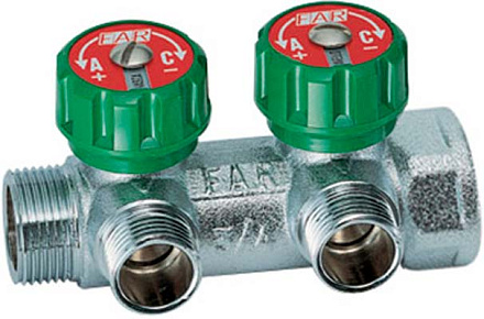 Коллектор 3/4" х 1/2" - 2 вых. FAR (EU) с вставкой под плоское