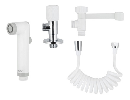 Гигиенический набор KAISER SH-352, с клапаном, шланг ПВХ пружина до 2м белый, в коробке