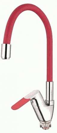 смеситель кухня LEDEME картридж д.35мм, гибкий шланг, боковой, красный, L4153-1