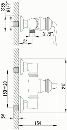 смеситель душ LEMARK Brava картридж 35мм, золото LM4703G