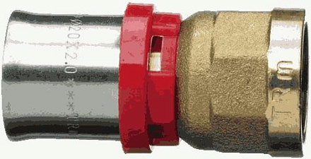 пресс соединитель 20*1/2" с внутр.резьбой  красн.кольцо TRm 02011