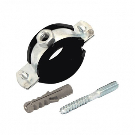 Хомут крепежный сталь оц с резиновой прокладкой Дн 72-80 (2 1/2") М8 в/к винт-шуруп, дюбель