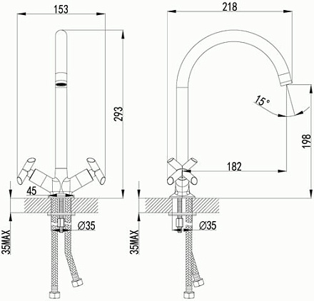 смеситель кухня LEMARK Practica с высоким поворотным изливом, хром LM7504C