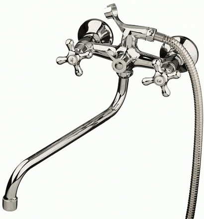 смеситель ванна MELODIA Galateo длинный излив крест керамика MDV40241