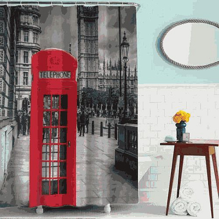 шторка д/в тканевая 180х180см "Лондонский телефон" MZ-65