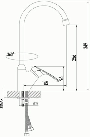 смеситель кухня LEMARK Omega картридж 35мм, высокий поворотный излив LM3105C