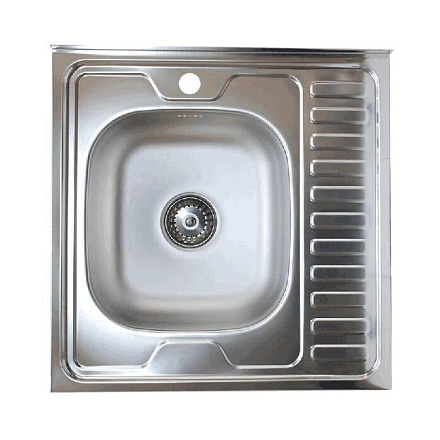 Мойка нерж AISI 430 накладн 600х600 0, 6мм лев б/сиф 1 1/2 TRIO 60х60