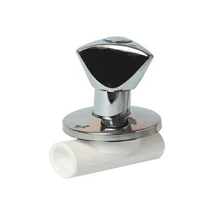 Клапан PP-R бел запорн хром Дн20х90гр Ру25 LUX РосТурПласт 14188