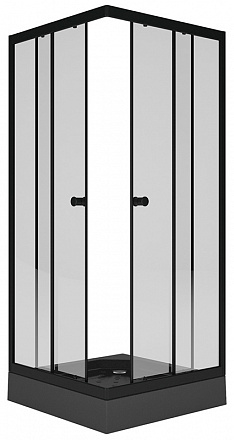уголок душевой Square/Квадрат 80х80х185 стекло прозр.4мм, черн.профиль MELODIA