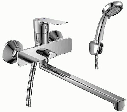 смеситель ванна ROSSINKA картридж д.35мм с плоским  изливом 350мм.  RS27-33