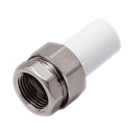 Муфта тр PP-R бел комб разъем Дн20х1/2" Ру25 нр пайка/вн/р РосТурПласт 14281