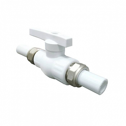 Кран шаровой PP-R бел полн Дн25 с двусторонним разъемным соединением VALFEX 20246025