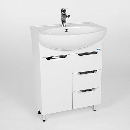 тумба Барселона (ERICA 60) 1 дверь 3 ящика, белая 28х58х82 без умывальника