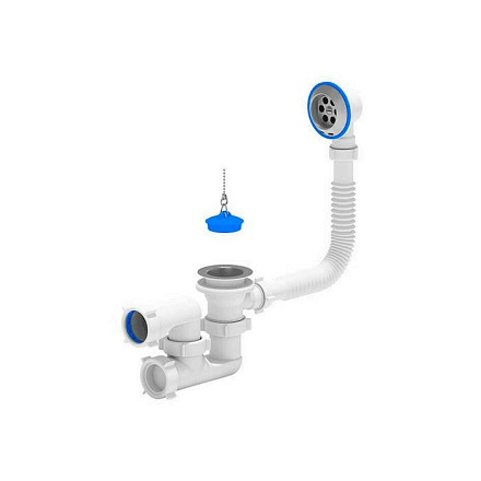 Сифон д/ванны рег проб/цеп 1 1/2"x40 нерж/сетка АНИ Пласт E250